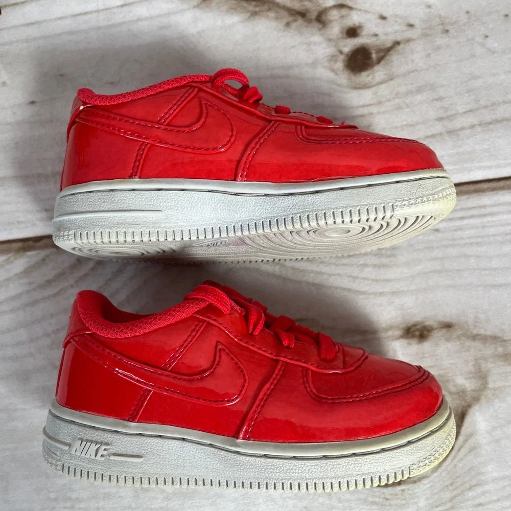 Nike Air Force 1 Low Toddler Hot Pink Patent Leather Sneakers Shoes Size 8C
